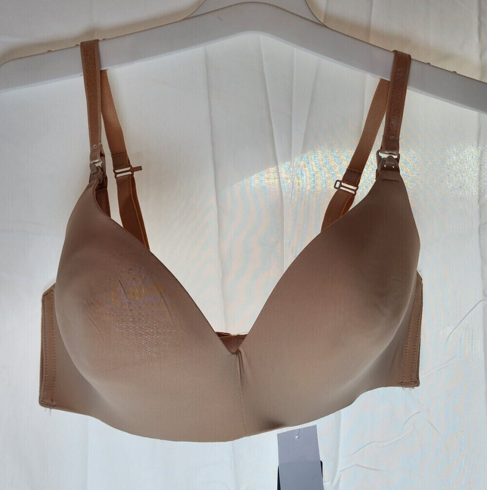 Auden Womens Wireless Lightly Lined T-Shirt Bra Beige 34D